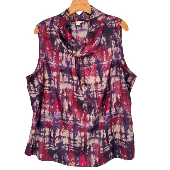 Coldwater Creek Sleeveless Cowl Neck satin top size 2X plus pink  Womens Blouse - Picture 1 of 14